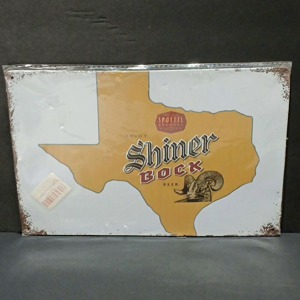 Retro Decorative Metal Shiner Bock Beer Sign, Spoetzl Logo & Ram 8"x12" New